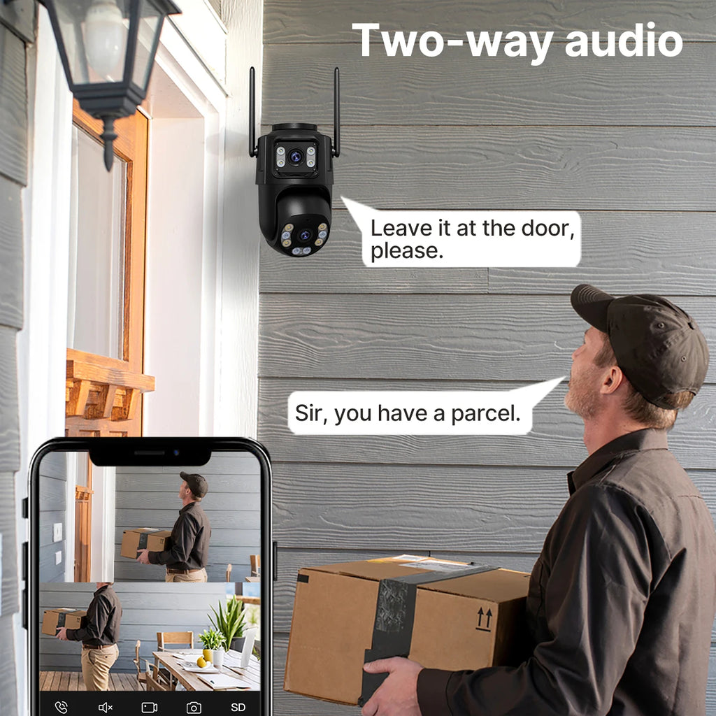 Caméra WiFi PTZ 8MP — Double Objectif, Suivi IA & Vision Nocturne Couleur